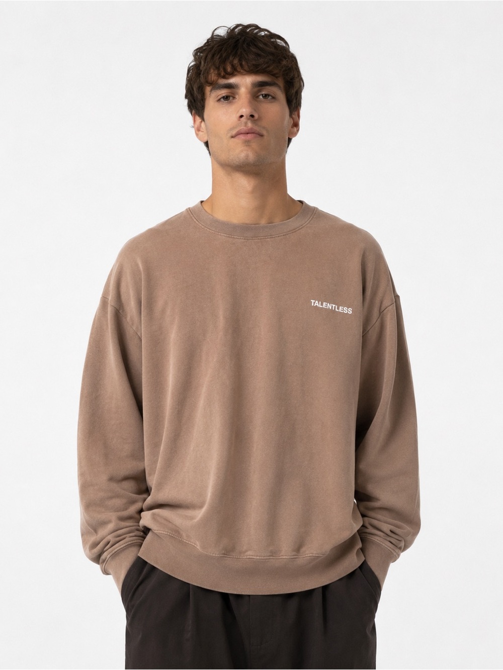 TALENTLESS Men's Crewneck Sweatshirt in Taupe Brown
